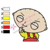 Stewie Thinking Family Guy Embroidery Design 02